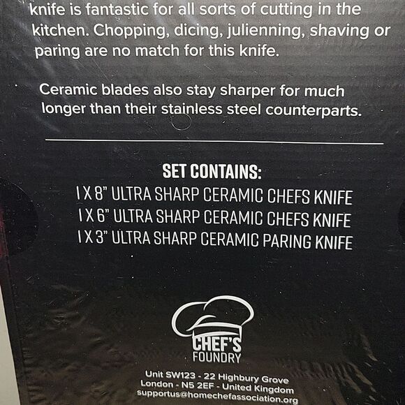 Chef's Foundry 3 piece ceramic knife set New - Picture 3 of 5